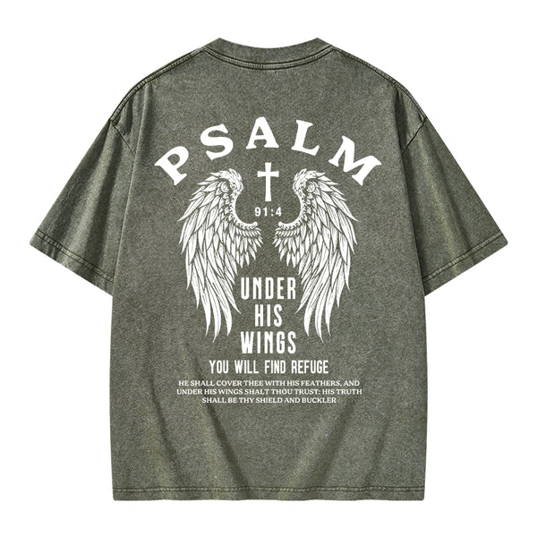 Under His Wings You Will Find Freedom Christian Washed T-Shirt