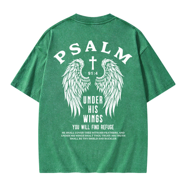 Under His Wings You Will Find Freedom Christian Washed T-Shirt