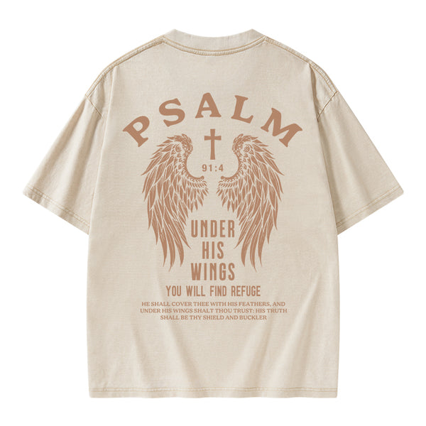 Under His Wings You Will Find Freedom Christian Washed T-Shirt