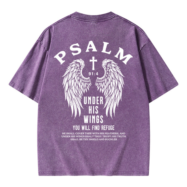 Under His Wings You Will Find Freedom Christian Washed T-Shirt