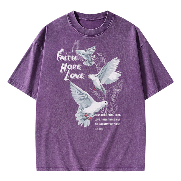 Faith Hope Love Christian Washed T-Shirt