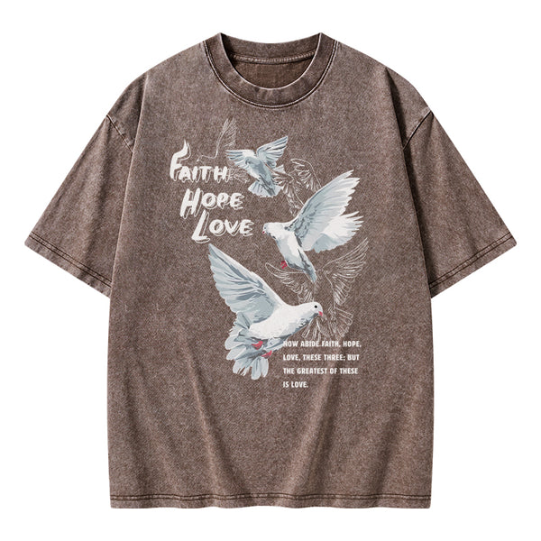 Faith Hope Love Christian Washed T-Shirt