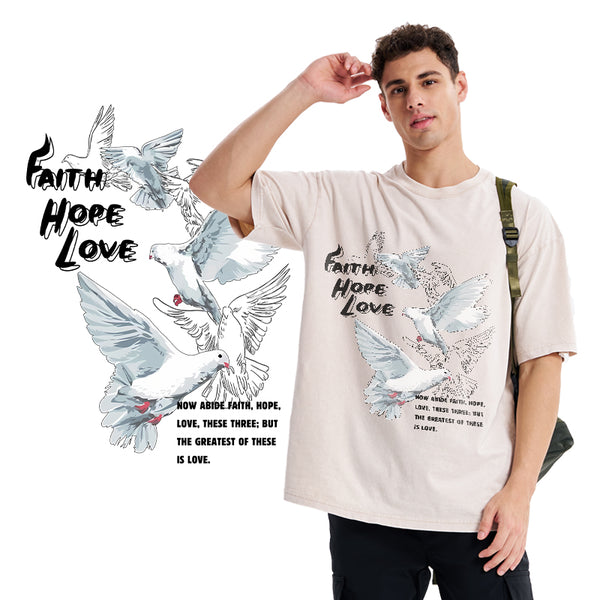 Faith Hope Love Christian Washed T-Shirt