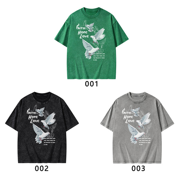 Faith Hope Love Christian Washed T-Shirt