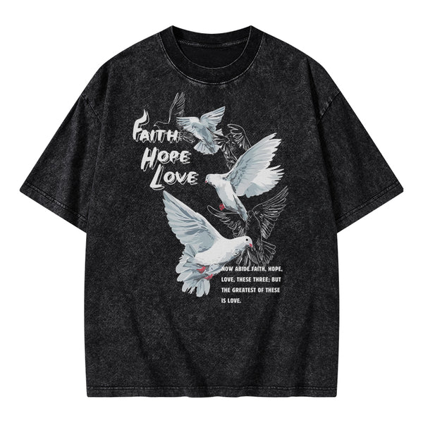 Faith Hope Love Christian Washed T-Shirt