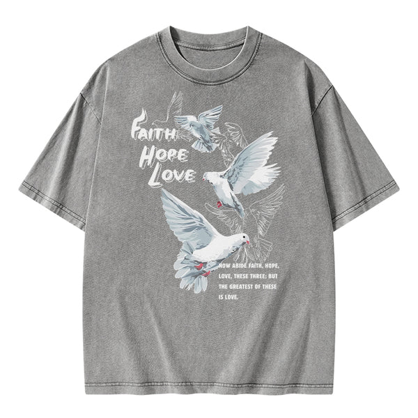 Faith Hope Love Christian Washed T-Shirt