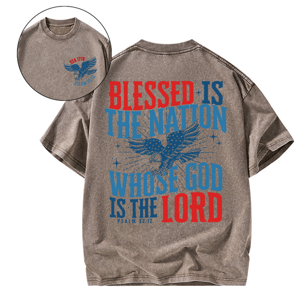 Blessed Is The Nation Whose God Is The Lord Christian Washed T-Shirt