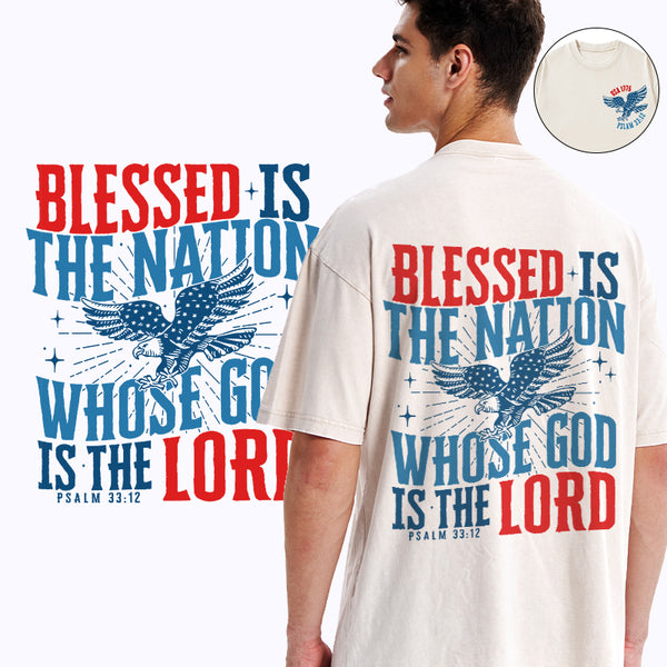 Blessed Is The Nation Whose God Is The Lord Christian Washed T-Shirt
