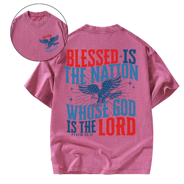 Blessed Is The Nation Whose God Is The Lord Christian Washed T-Shirt