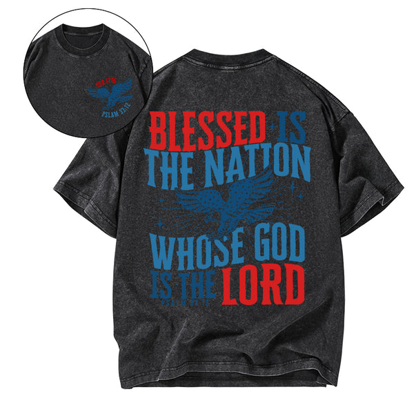 Blessed Is The Nation Whose God Is The Lord Christian Washed T-Shirt