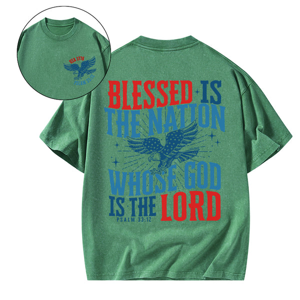 Blessed Is The Nation Whose God Is The Lord Christian Washed T-Shirt
