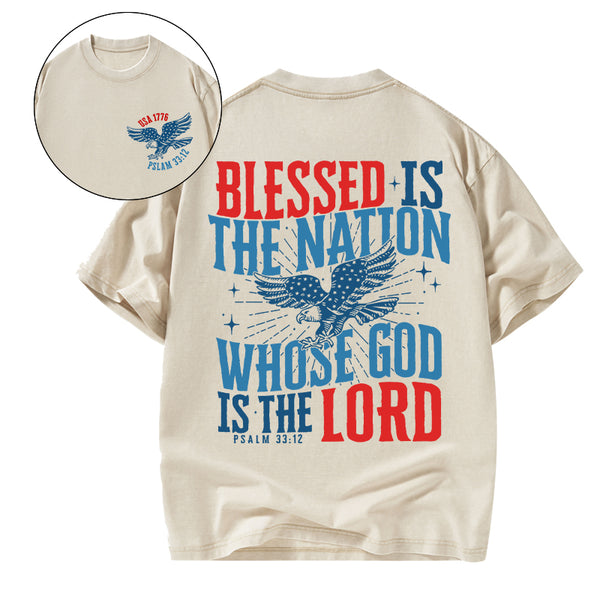 Blessed Is The Nation Whose God Is The Lord Christian Washed T-Shirt