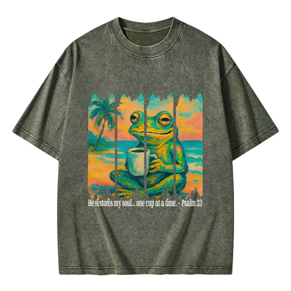 He Restore My Soul Christian Washed T-Shirt