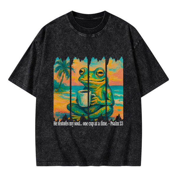 He Restore My Soul Christian Washed T-Shirt