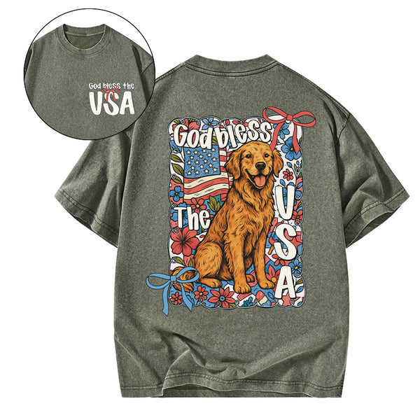 God Blessed The USA Christian Washed T-Shirt
