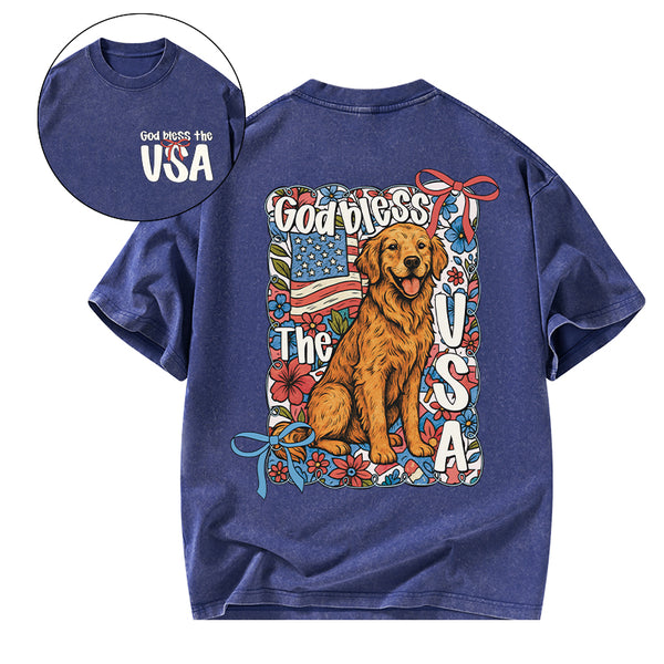 God Blessed The USA Christian Washed T-Shirt