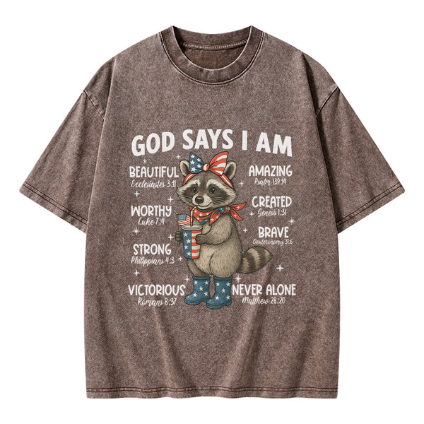 God Say I Am Never Alone Christian Washed T-Shirt