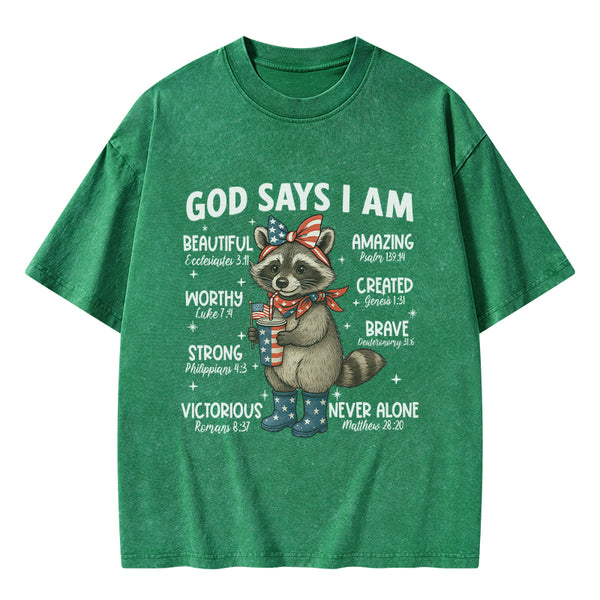 God Say I Am Never Alone Christian Washed T-Shirt