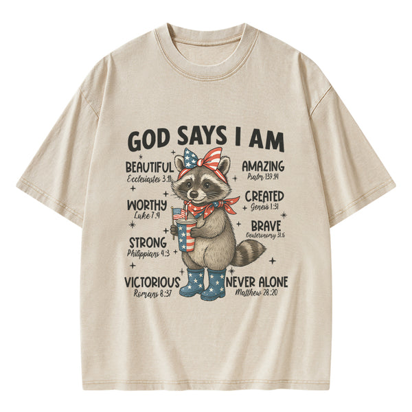 God Say I Am Never Alone Christian Washed T-Shirt