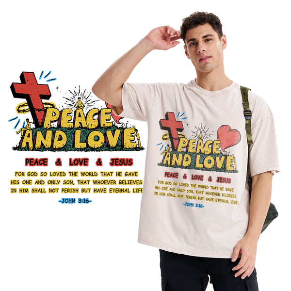 Peace And Love Christian Washed T-Shirt
