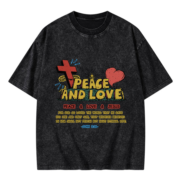 Peace And Love Christian Washed T-Shirt