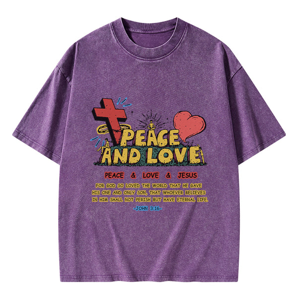 Peace And Love Christian Washed T-Shirt