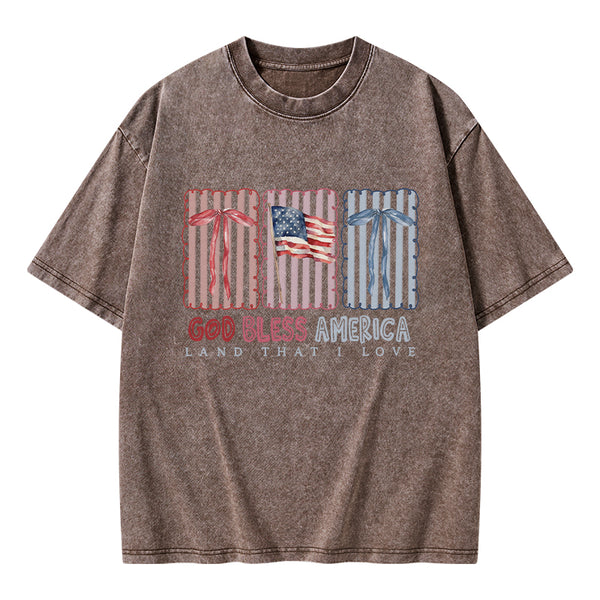 God Blessed America Chrirstian Washed T-Shirt