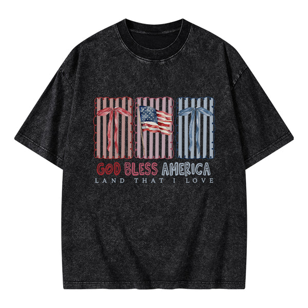 God Blessed America Chrirstian Washed T-Shirt