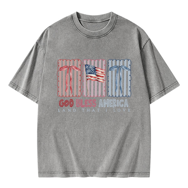 God Blessed America Chrirstian Washed T-Shirt