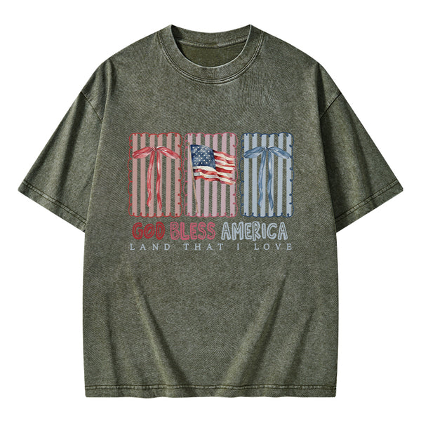 God Blessed America Chrirstian Washed T-Shirt