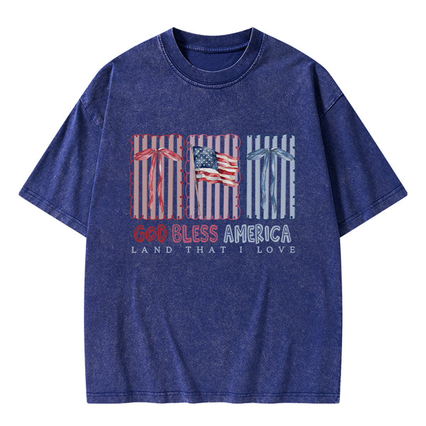 God Blessed America Chrirstian Washed T-Shirt