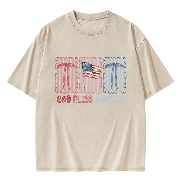 God Blessed America Chrirstian Washed T-Shirt