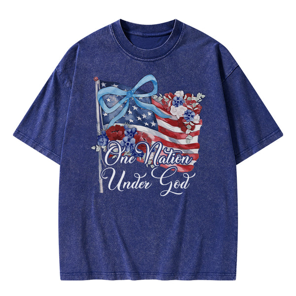 One Nation Under God Christian Washed T-Shirt
