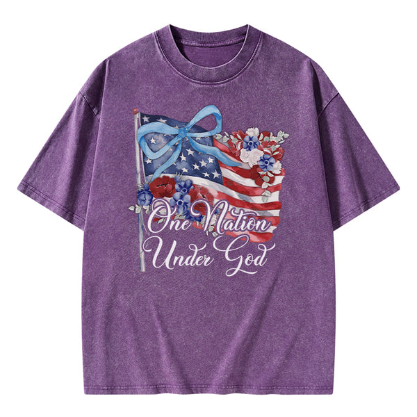 One Nation Under God Christian Washed T-Shirt