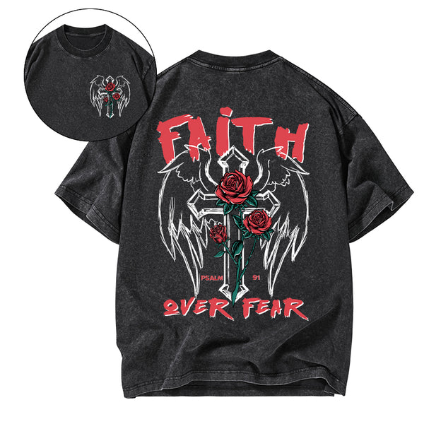Faith Over Fear Christian Washed T-Shirt