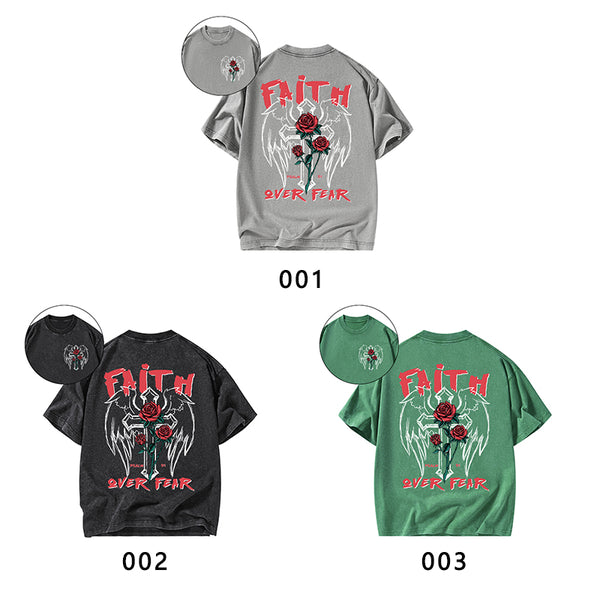 Faith Over Fear Christian Washed T-Shirt