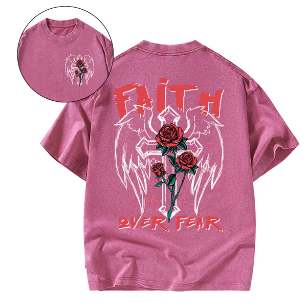 Faith Over Fear Christian Washed T-Shirt