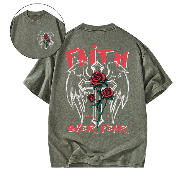Faith Over Fear Christian Washed T-Shirt