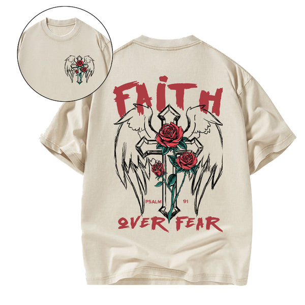 Faith Over Fear Christian Washed T-Shirt