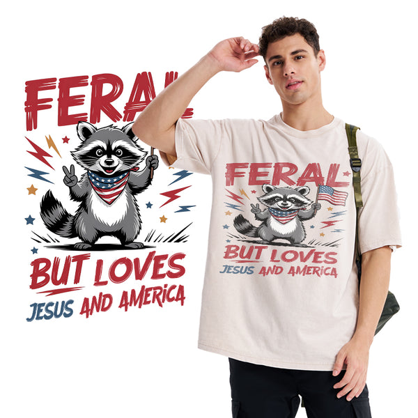 Fear But Loves Jesus And America Christian Washed T-Shirt