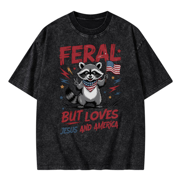 Fear But Loves Jesus And America Christian Washed T-Shirt