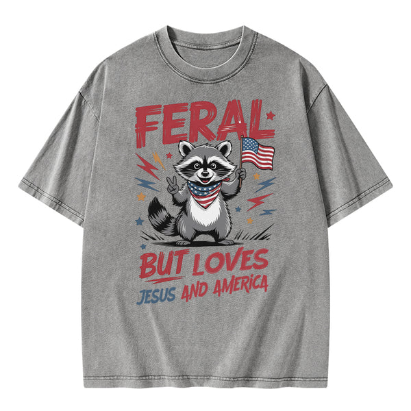 Fear But Loves Jesus And America Christian Washed T-Shirt