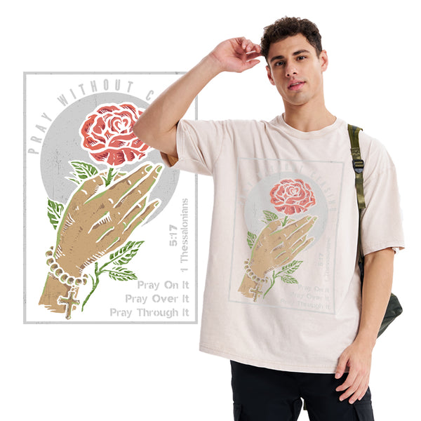 Pray Without Ceasing Christian Washed T-Shirt