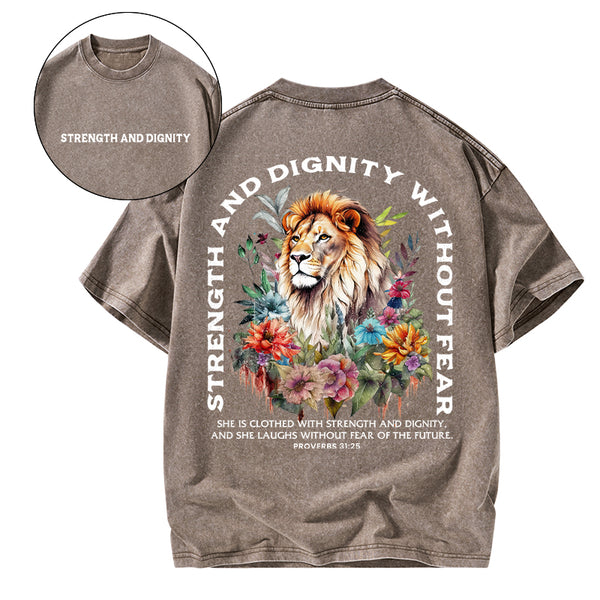 Strength And Dignity Without Fear Christian Washed T-Shirt