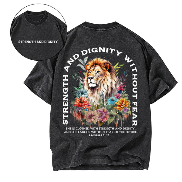 Strength And Dignity Without Fear Christian Washed T-Shirt