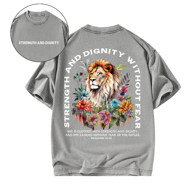 Strength And Dignity Without Fear Christian Washed T-Shirt