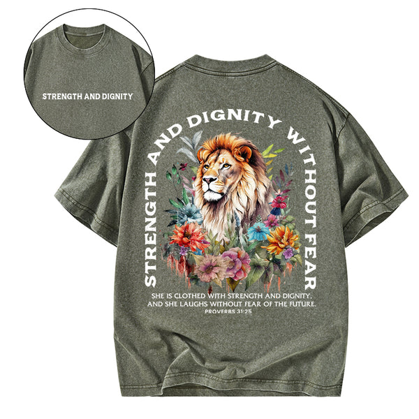 Strength And Dignity Without Fear Christian Washed T-Shirt