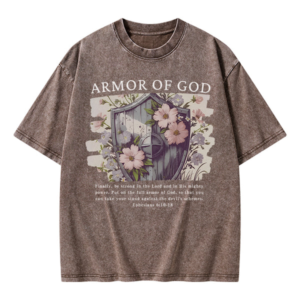 Armor Of God Christian Washed T-Shirt