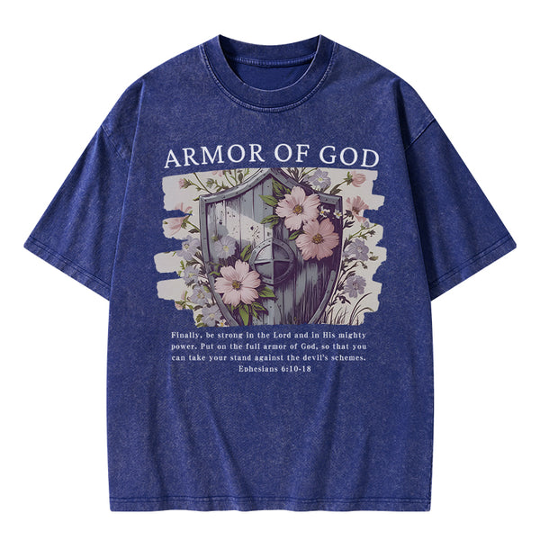 Armor Of God Christian Washed T-Shirt