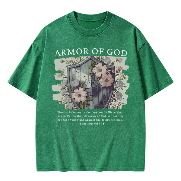 Armor Of God Christian Washed T-Shirt